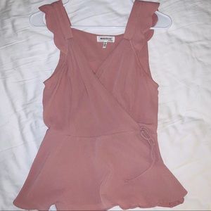 Pastel Pink Faux Wrap/Peplum Top